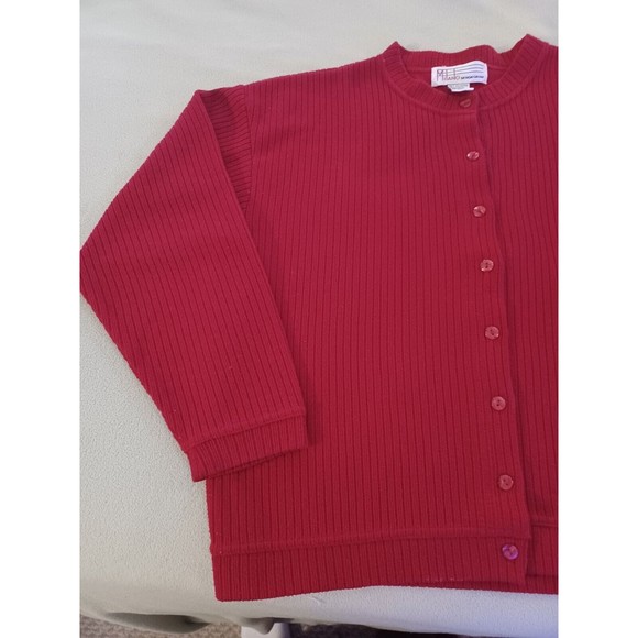Milano Design Group womens red ribbed cotton blend cardigan sweater large - Picture 3 of 7